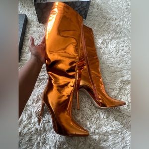 Azalea Wang Don’t Wanna Fall In Love Stiletto Boot in Orange